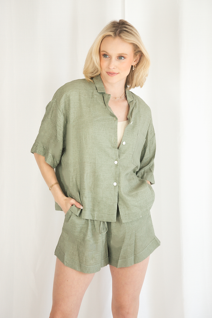 Olive Linen Matching Set-2