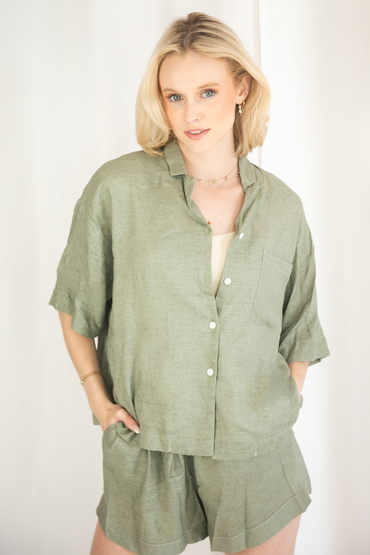 Olive Linen Matching Set-3