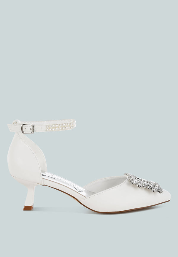 Onkana Diamante Brooch Kitten Heel Sandals-0