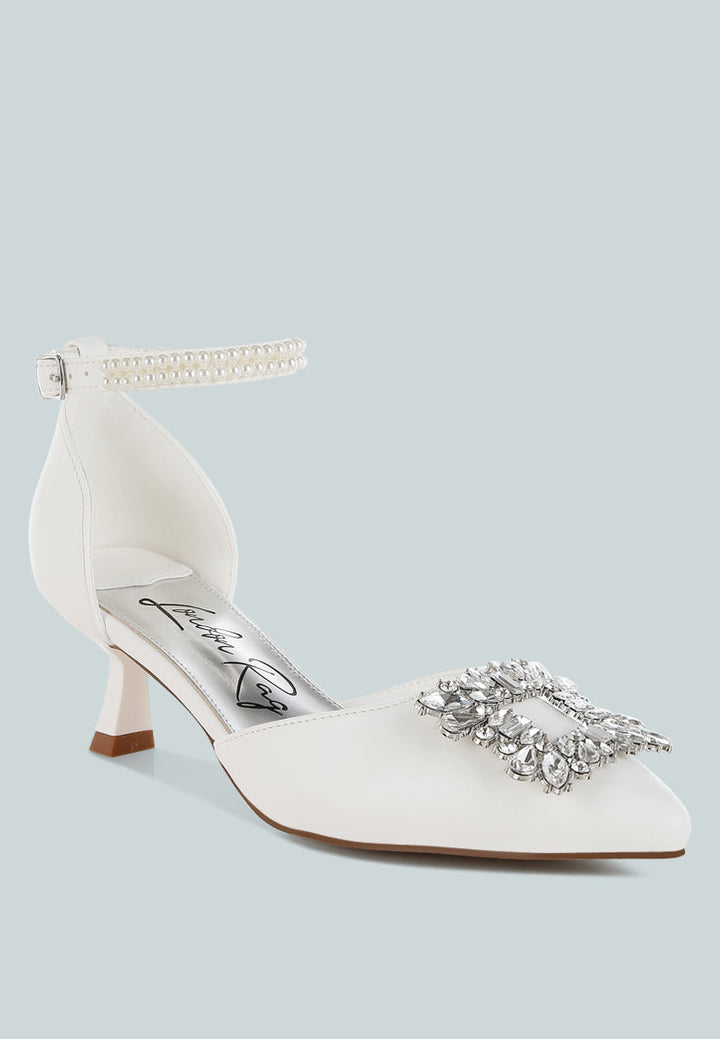 Onkana Diamante Brooch Kitten Heel Sandals-1