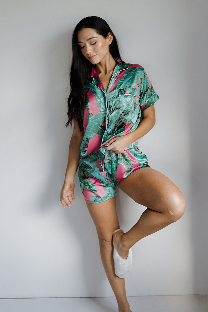 Pink Banana Leaf Pajamas-3
