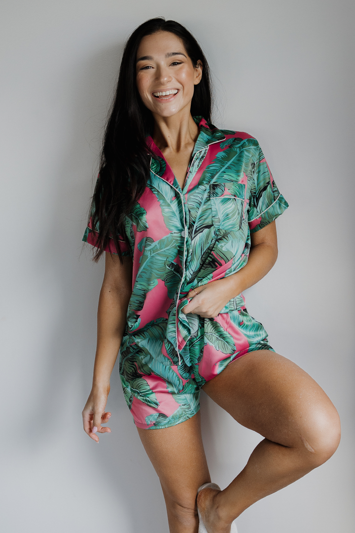 Pink Banana Leaf Pajamas-1
