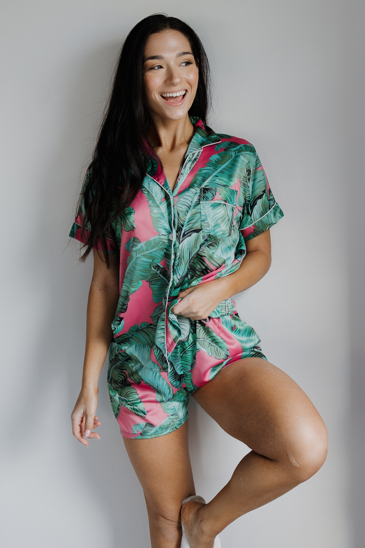 Pink Banana Leaf Pajamas-2