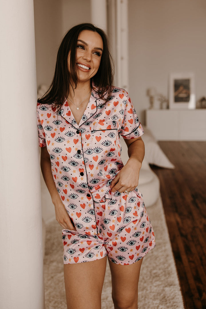 Pink Eyes Satin Pajamas-1