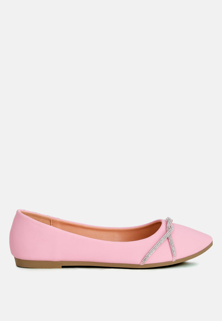 Playasu Rhinestone Faux Leather Ballerinas-0