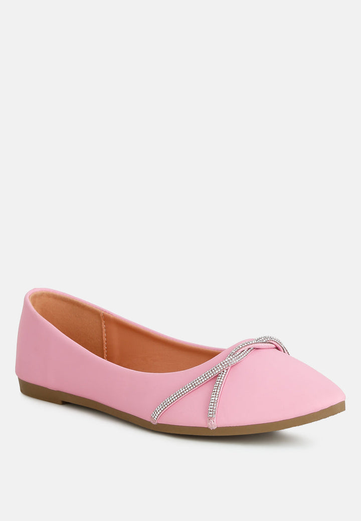 Playasu Rhinestone Faux Leather Ballerinas-1