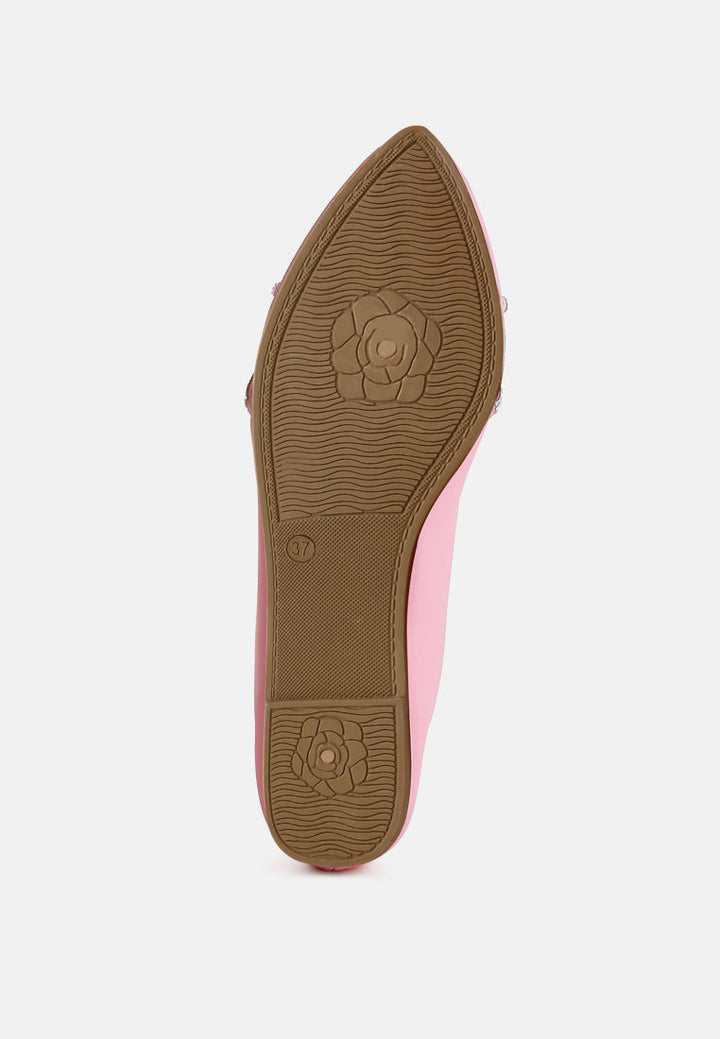 Playasu Rhinestone Faux Leather Ballerinas-3