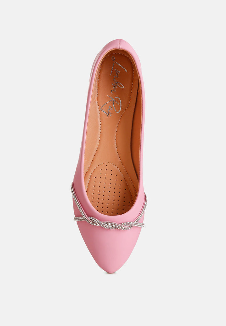 Playasu Rhinestone Faux Leather Ballerinas-4