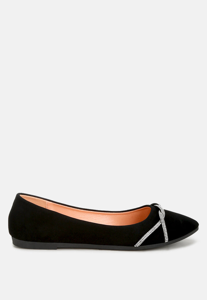 Playasu Rhinestone Faux Leather Ballerinas-6