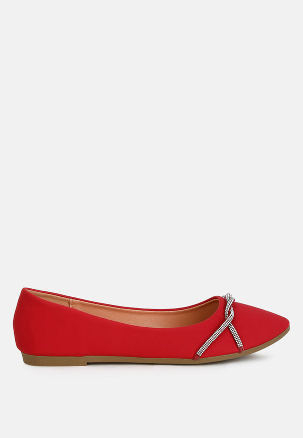 Playasu Rhinestone Faux Leather Ballerinas-5