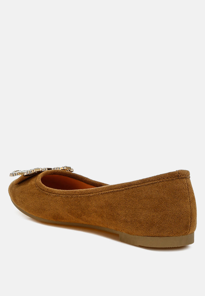 Prajik Rhinestone Buckle Detail Ballerinas-2