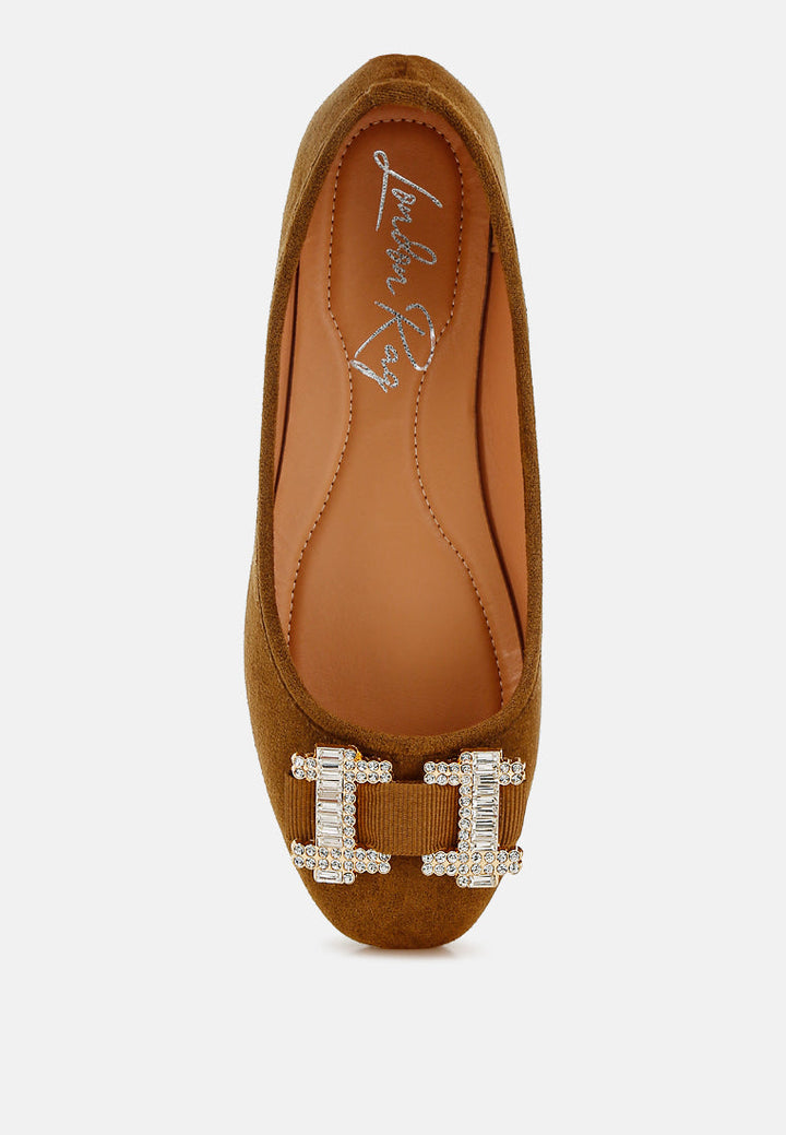 Prajik Rhinestone Buckle Detail Ballerinas-3