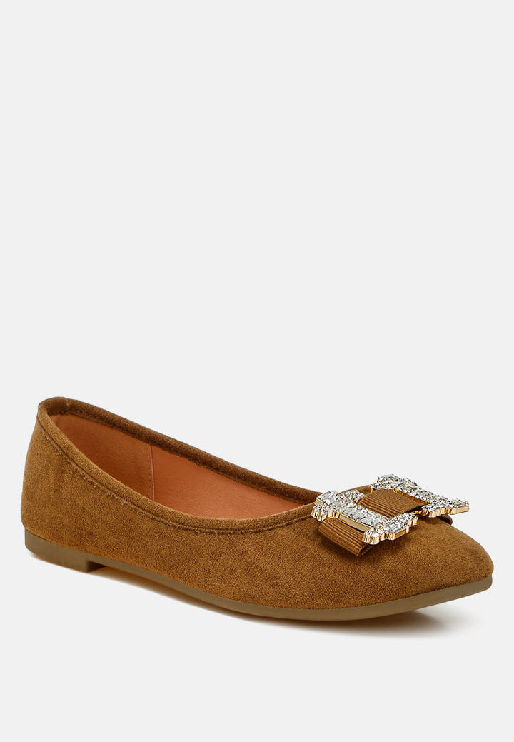 Prajik Rhinestone Buckle Detail Ballerinas-1
