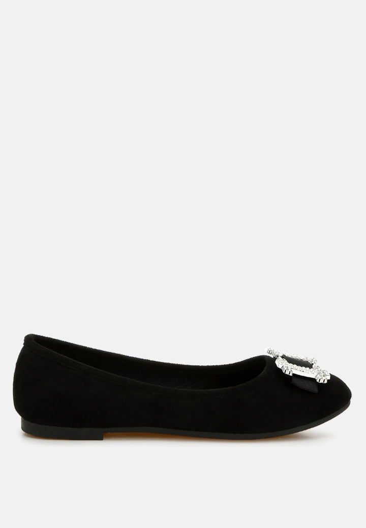 Prajik Rhinestone Buckle Detail Ballerinas-6