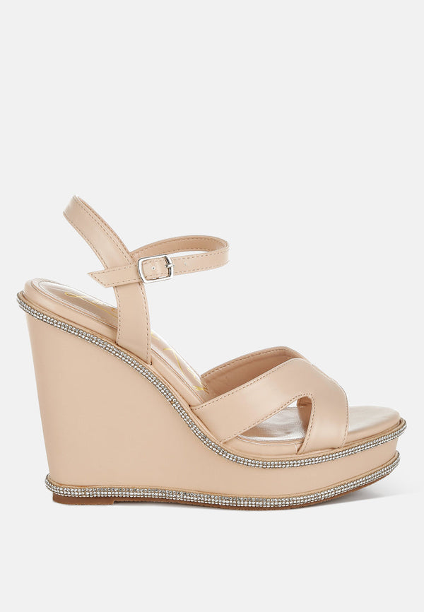 Regina Rhinestones Embellished Wedge Sandals-0
