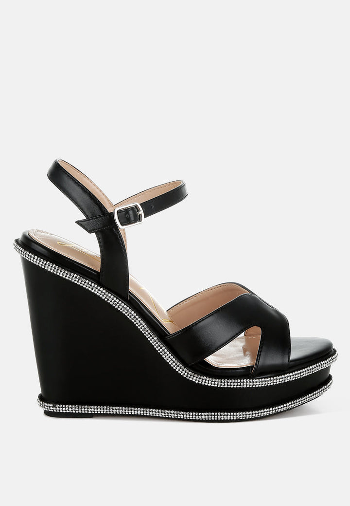 Regina Rhinestones Embellished Wedge Sandals-6