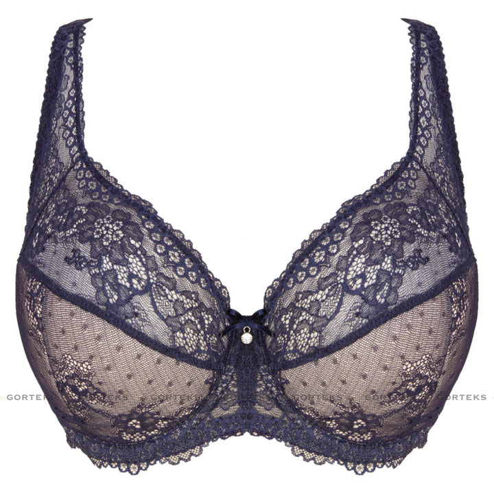 Semi Sheer Half Padded Bra Gorteks Scarlet Navy Blue-4
