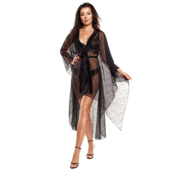 Sexy Sheer Lace Robe Axami Black Panther-0