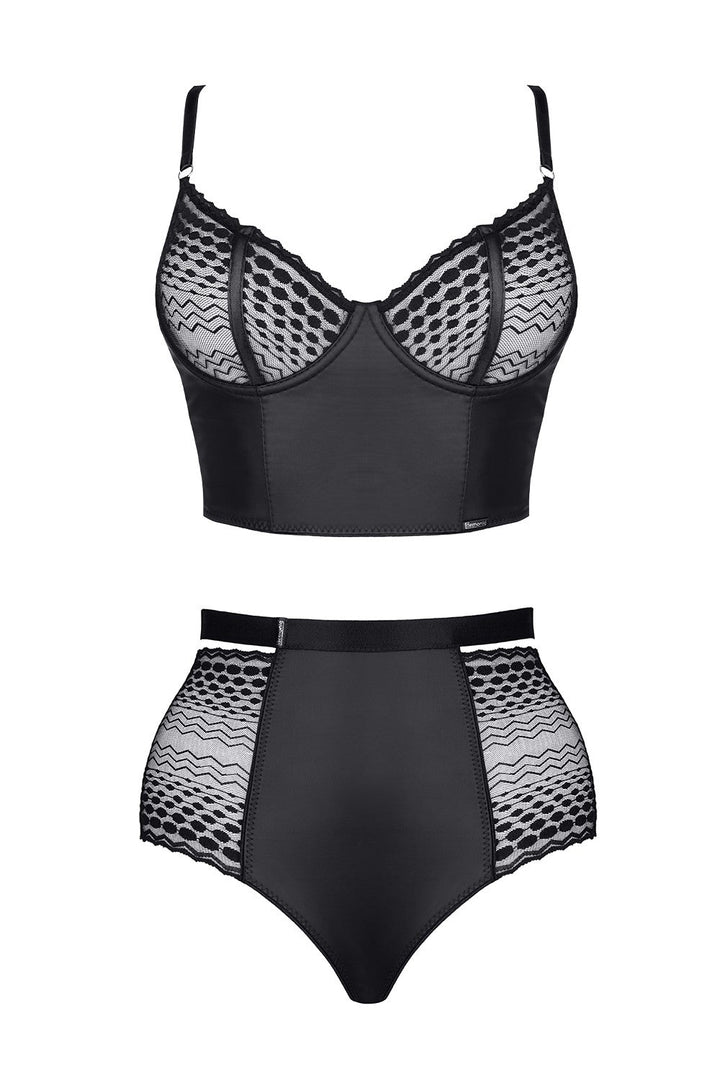 Sheer Lace Longline Bra & High Waist Briefs Demoniq Yessenia-3