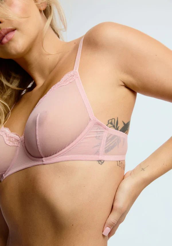 Sheer Mesh Underwire Bra Blush Lotus Rosewater-2