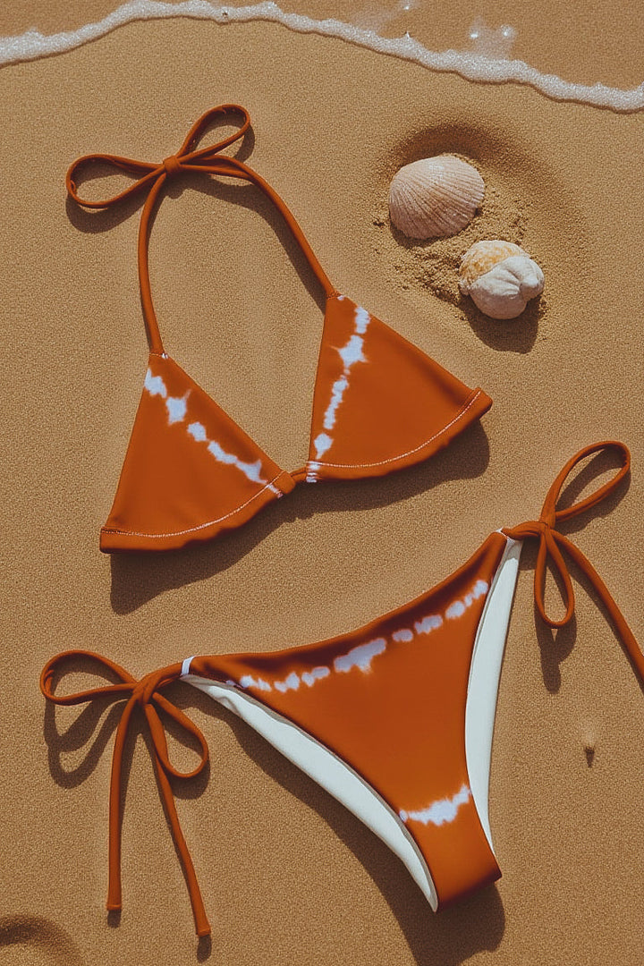 Vega String Bikini in Burnt Orange Shibori-3