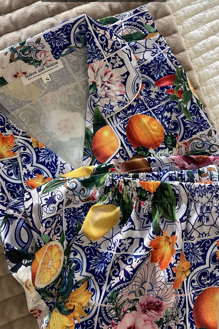 Sicilian Fruit Satin Pajamas-1