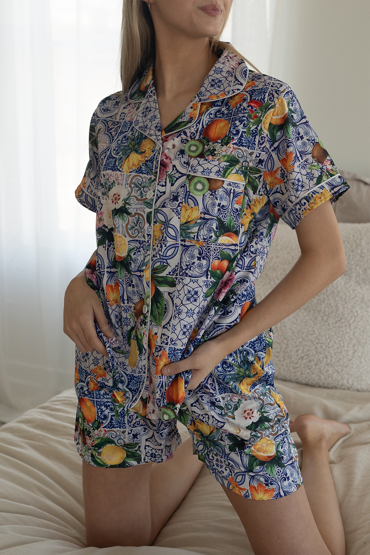 Sicilian Fruit Satin Pajamas-4