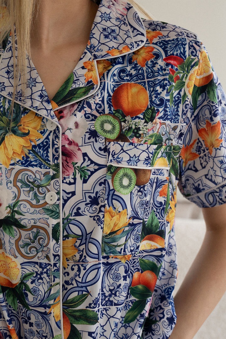 Sicilian Fruit Satin Pajamas-3