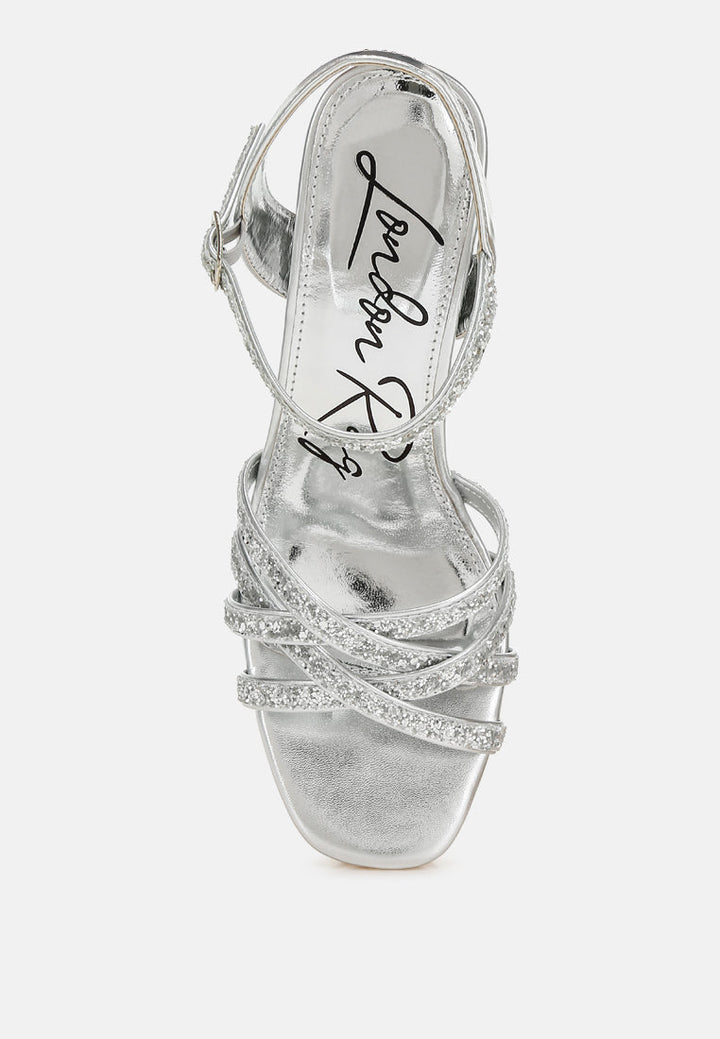 Sparks Fly Glitter Strappy Block Sandals-3