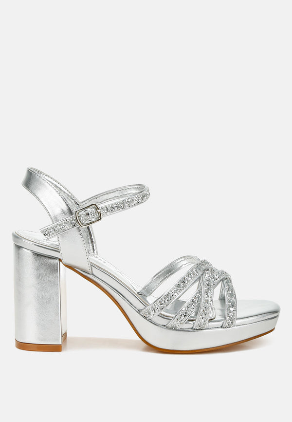 Sparks Fly Glitter Strappy Block Sandals-0
