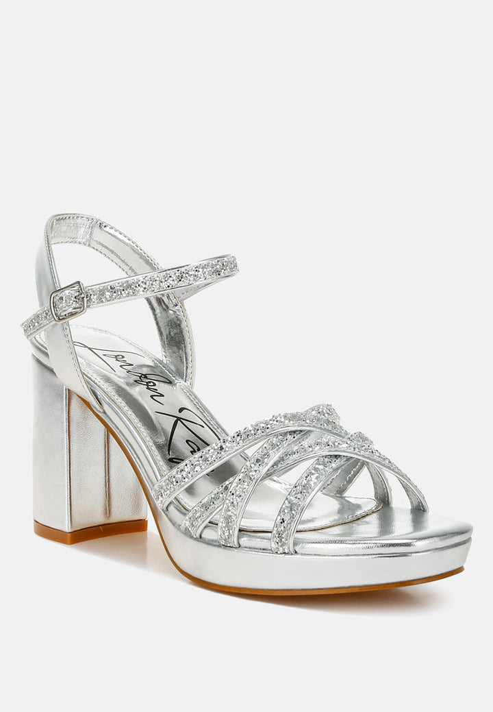 Sparks Fly Glitter Strappy Block Sandals-1