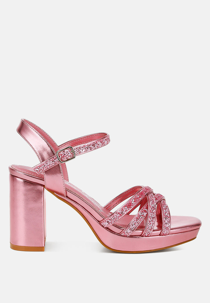 Sparks Fly Glitter Strappy Block Sandals-5