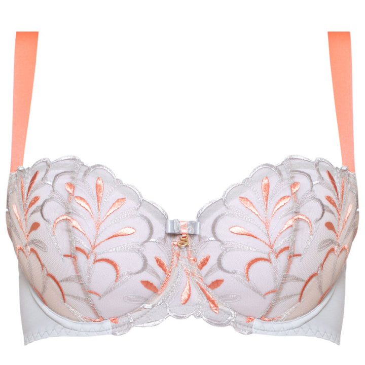 Sheer Mesh Embroidered Balconette Bra Sweet-2