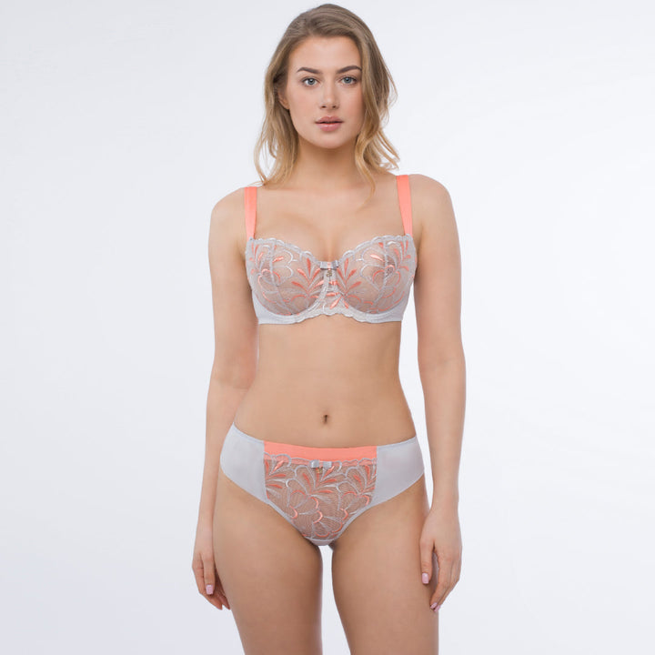 Sheer Mesh Embroidered Balconette Bra Sweet-4