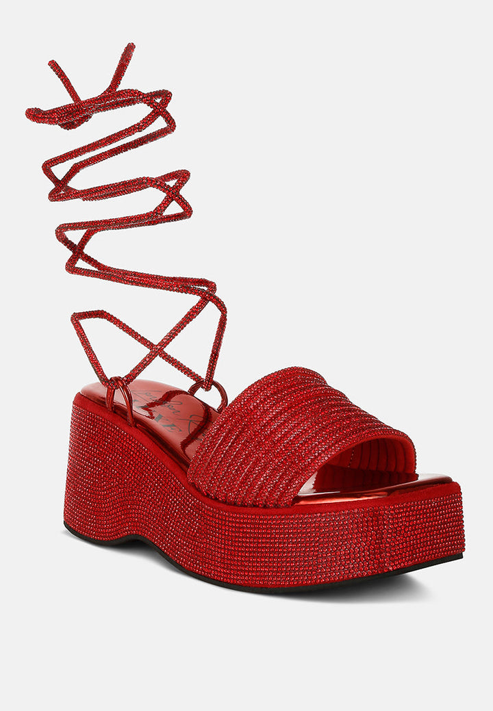 Swifties Rhinestone Embellished Lace-Up Sandals-3