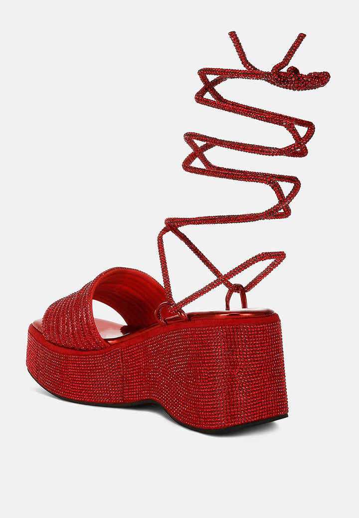 Swifties Rhinestone Embellished Lace-Up Sandals-4