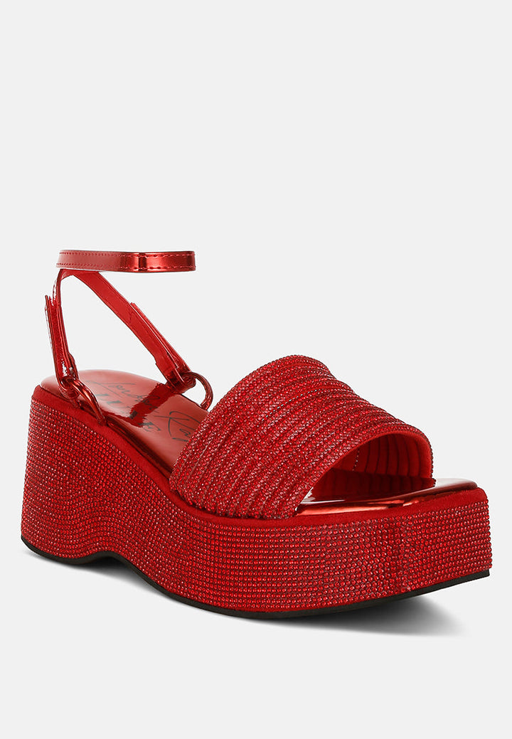 Swifties Rhinestone Embellished Lace-Up Sandals-2