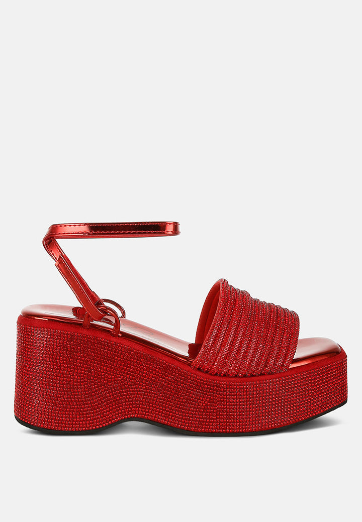 Swifties Rhinestone Embellished Lace-Up Sandals-0