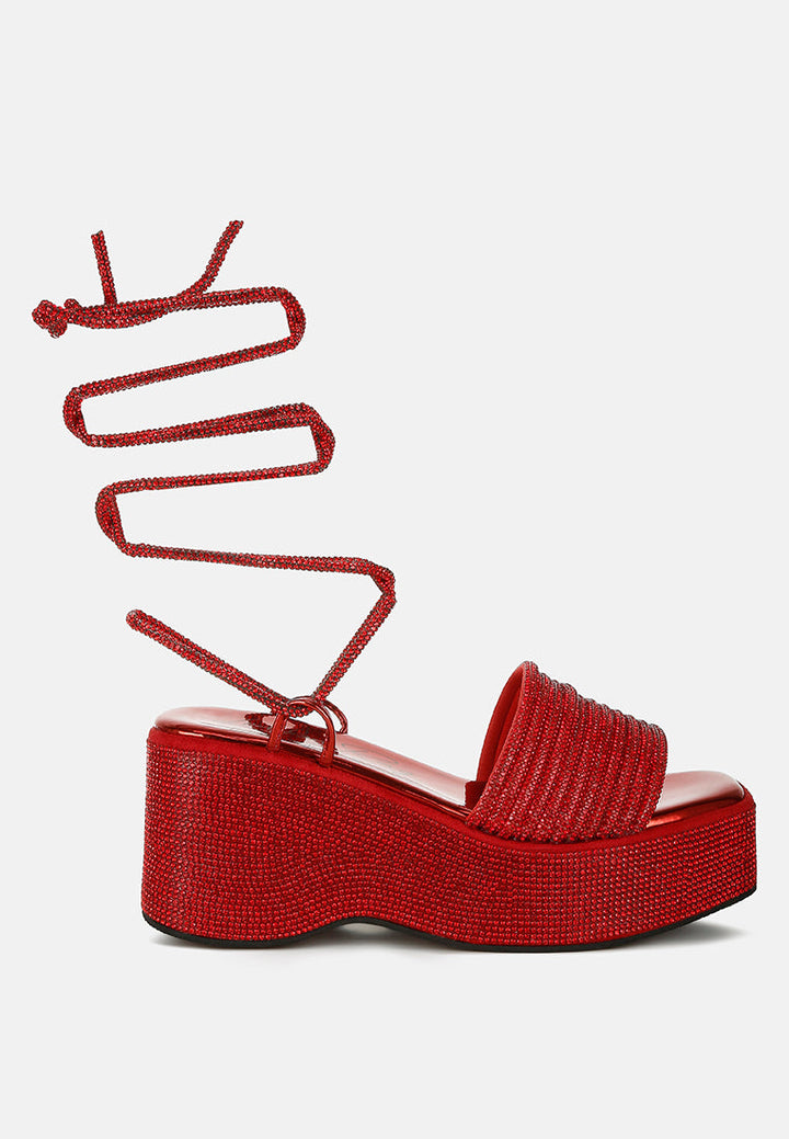 Swifties Rhinestone Embellished Lace-Up Sandals-1