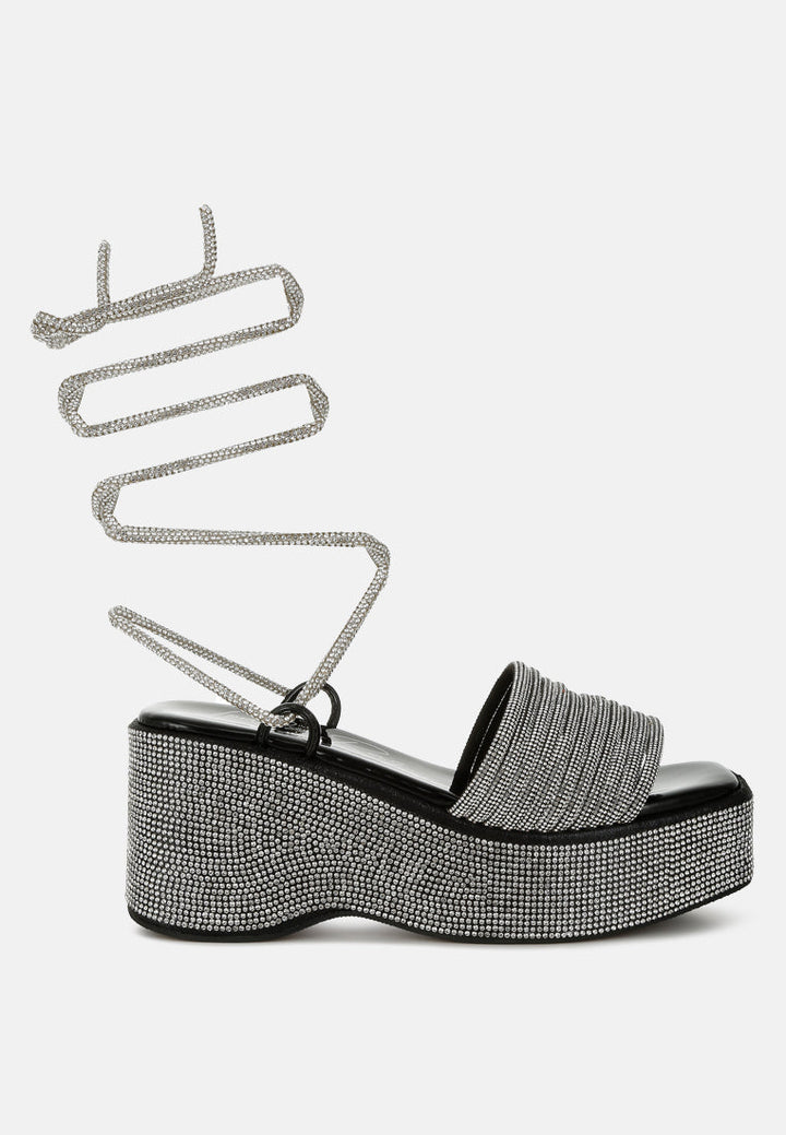 Swifties Rhinestone Embellished Lace-Up Sandals-6