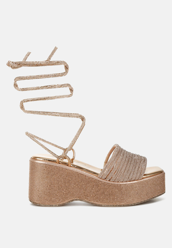Swifties Rhinestone Embellished Lace-Up Sandals-5