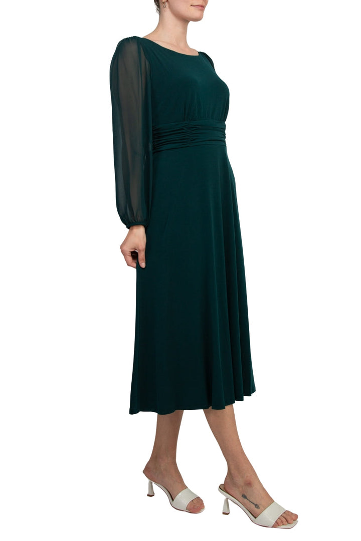 Connected Apparel Chiffon Long Sleeve Midi Dress-4