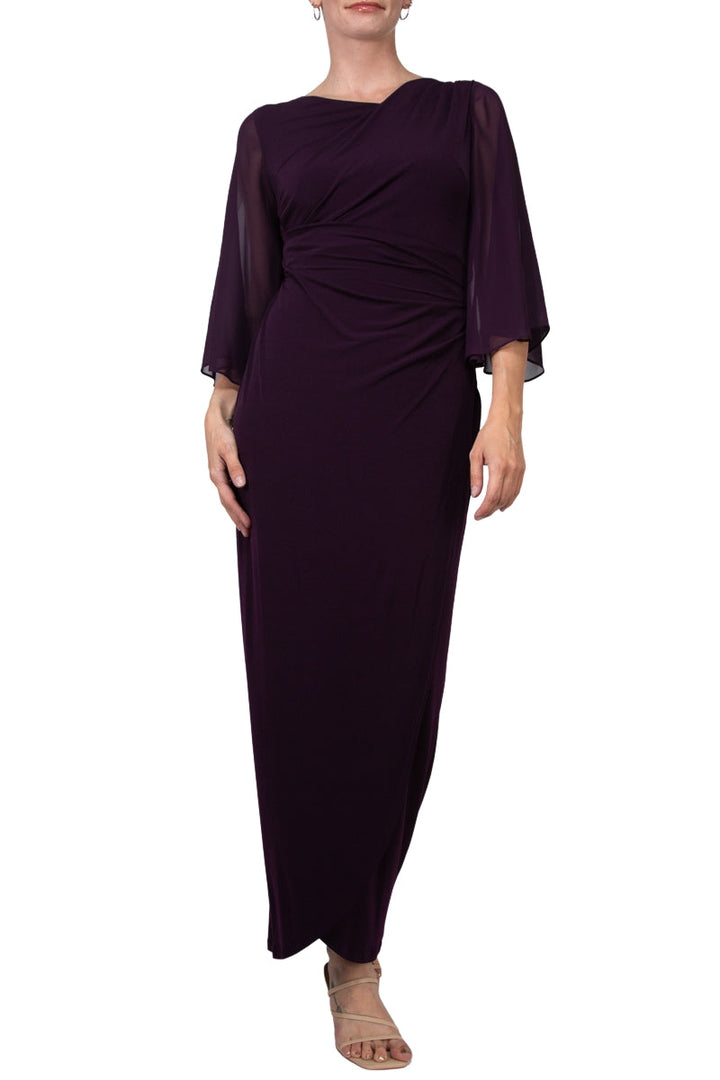 Connected Apparel Asymmetrical Floor Length Chiffon Dress-0