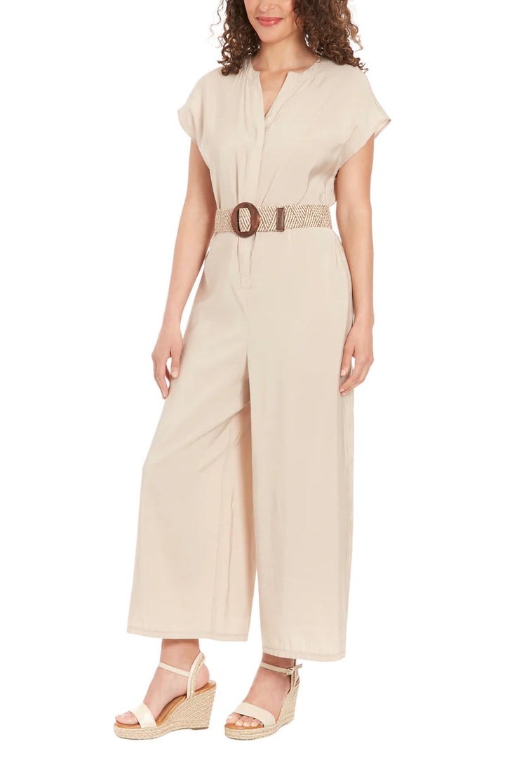 London Times Belted Wide Leg Jumpsuit-1