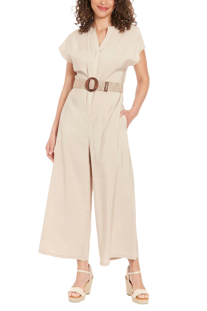 London Times Belted Wide Leg Jumpsuit-0