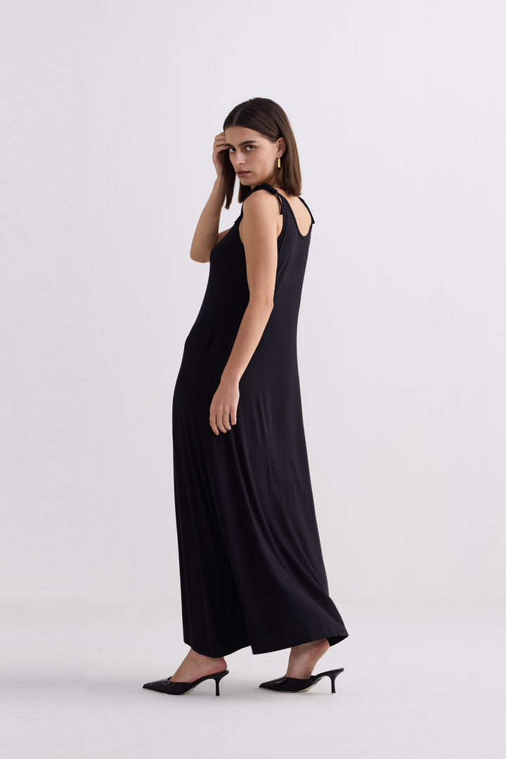 Tie-Detail Maxi Dress in Black-2