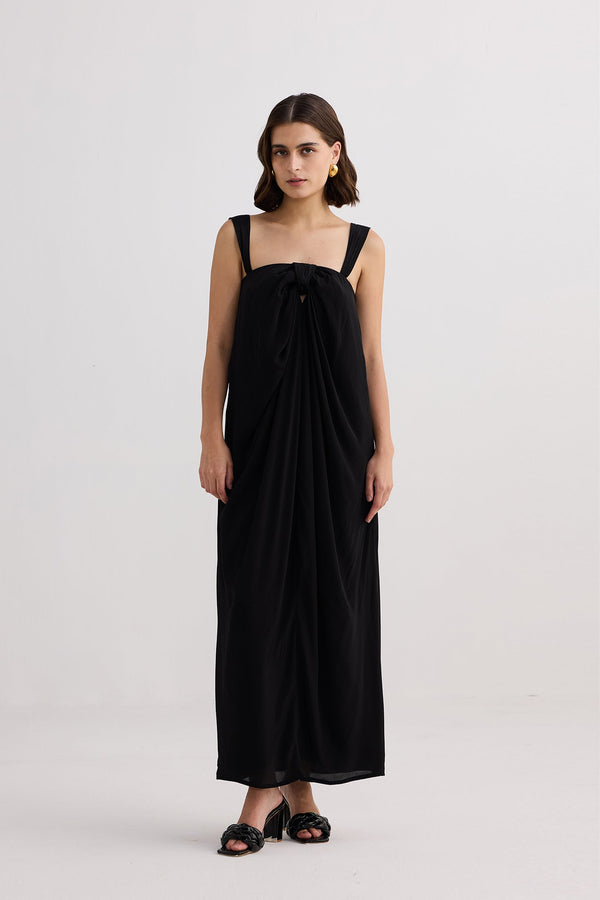 Twilight Twist Strappy Maxi Dress in Black-0