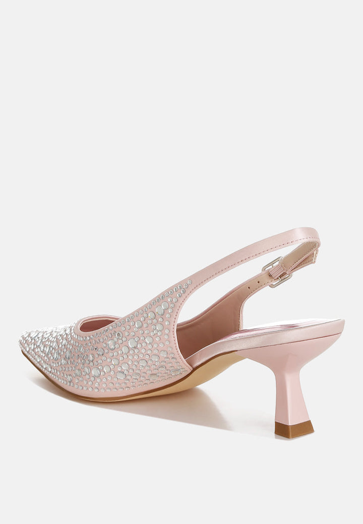 Vernaos Pointed Toe Rhinestone Slingbacks-2