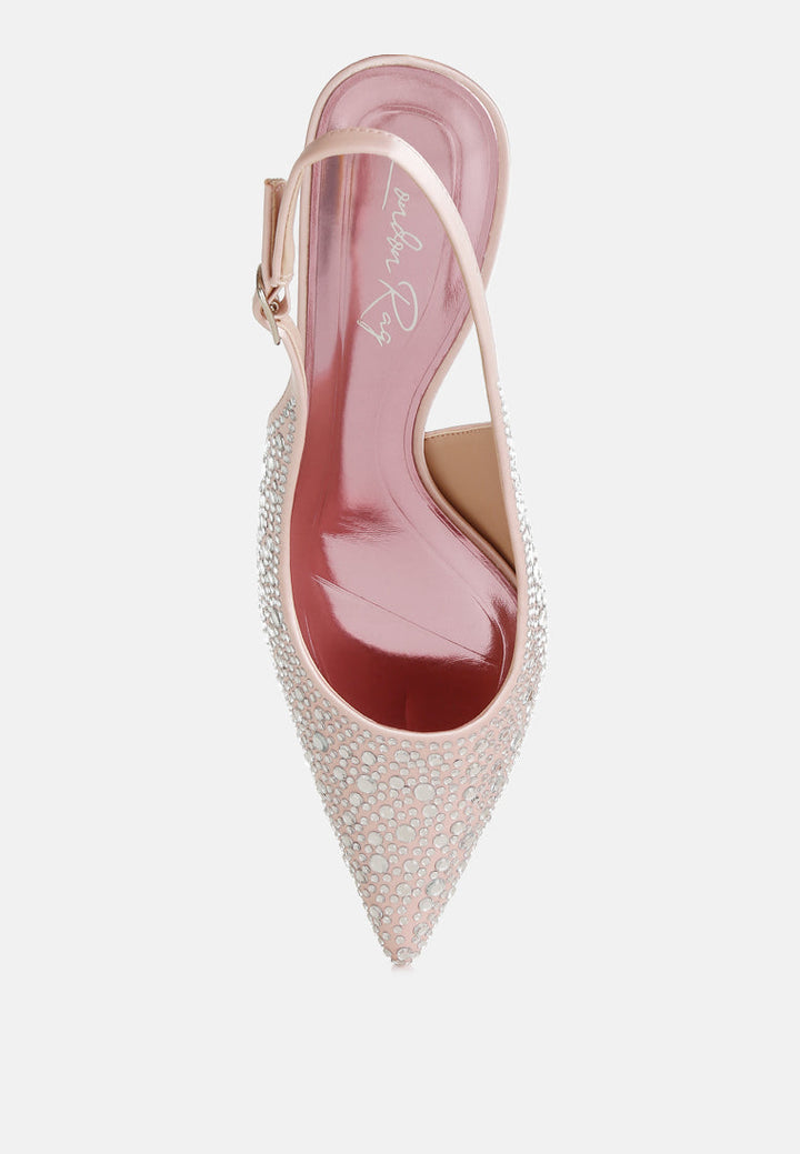 Vernaos Pointed Toe Rhinestone Slingbacks-3