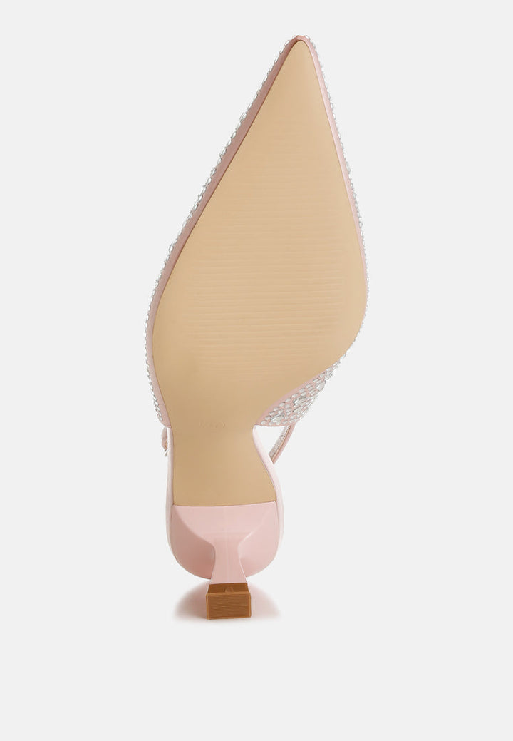 Vernaos Pointed Toe Rhinestone Slingbacks-4